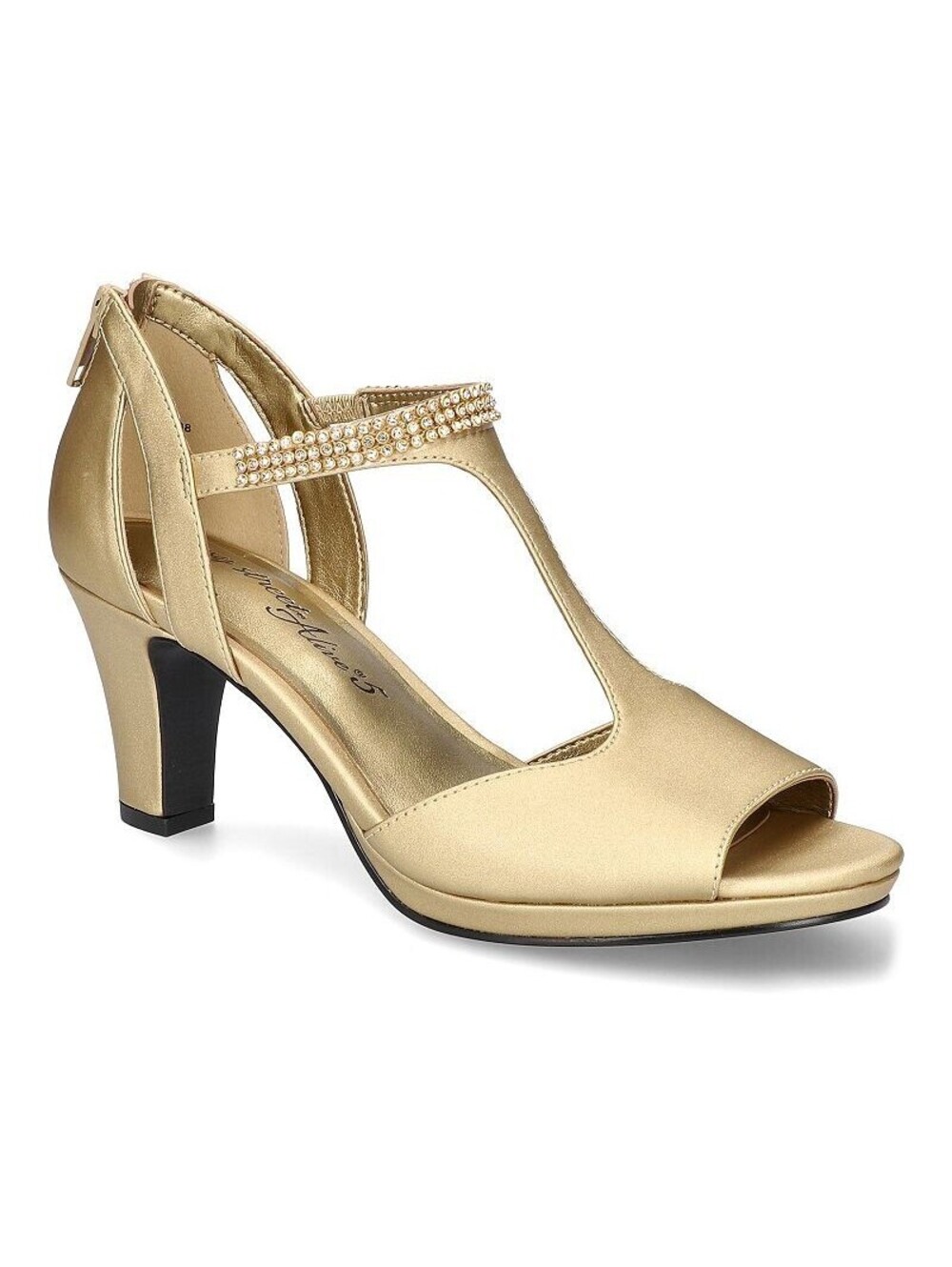 Easy Street Dress Shoes Heels Gold / Yellow Satin 12W - Picture 2 of 2